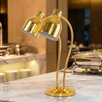 Lampe chauffante électrique dorée en acier inoxydable 250W pour présentation alimentaire, chauffe-plat de table pour buffet, hôtel, restaurant, traiteur, réglable