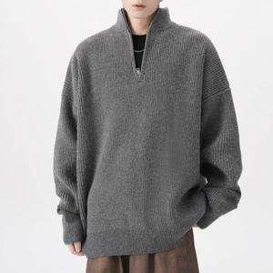 สเวตเตอร์แบบมีซิปครึ่งด้านของผู้ชายเสื้อสเวตเตอร์แบบหลวมหนาสำหรับใส่กลางแจ้งใส่สบายฤดูหนาวออกแบบโลโก้ได้ตามต้องการ - Product Image 2