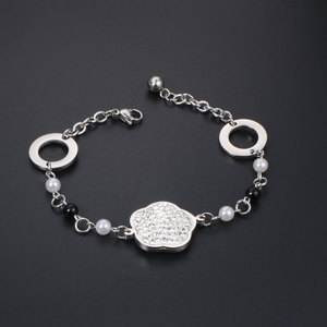 <b>Flower</b> Pearl Titanium Steel <b>Bracelet</b> For Women Gift Jewelry CE467 - Product Image 2