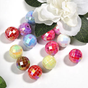 Offre Spéciale 16mm acrylique à facettes Trampoline perles en vrac couleur translucide mat trou accessoires matériaux faits à la main - Product Image 6