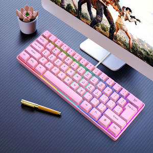 Clavier de jeu 61 touches <span class=keywords><strong>RK61</strong></span> petit format 60% filaire rétroéclairé RVB rose 60% tablette ordinateur portable clavier Teclado Gamers Clavier Gaming - Product Image 2