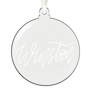 Nouvelles décorations de Noël en acrylique transparent personnalisées, ornements suspendus pour les fêtes avec logo personnalisé et impression sérigraphique - Product Image 1