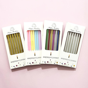 6 piezas por caja, decoración delgada para hornear pasteles, vela, ambiente de fiesta, velas para Pasteles de cumpleaños - Product Image 1