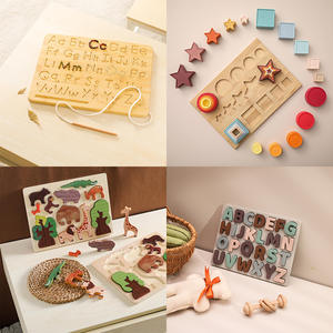 Juguetes de madera de estilo nórdico, educación temprana para la infancia, rompecabezas de combinación de formas de animales del alfabeto, accesorios educativos para fotografía de recién nacidos - Product Image 2