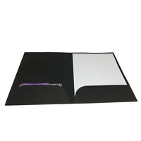 Dossier de présentation personnalisé avec Logo imprimé, pochettes en papier noir mat, 2 poches, avec fente pour carte