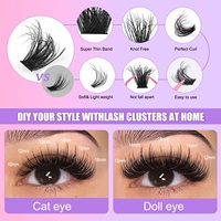 Extensions de cils DIY à grande capacité, bouclés, épais, mixtes, en touffes individuelles, 50D 60D, très demandées en Europe et aux États-Unis
