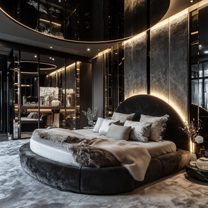 Letto matrimoniale moderno e semplice per coppia, stile Queen Princess, nuovo letto rotondo in flanella satinata per camera da letto padronale, ideale per cinema privato - Product Image 6