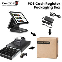ComPOSxb POS1619D Sistema POS Táctil Todo en Uno de 15 Pulgadas con Impresora, Escáner y Caja Registradora - Pantalla Táctil Capacitiva, WiFi 2.4G/5G, Bluetooth