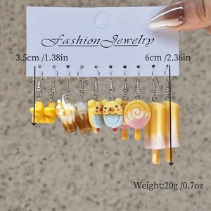 Set di Orecchini in Resina a Forma di Orso e Stella per Ragazze, Gioielli Creativi con Pendente a Forma di Gelato - Product Image 4