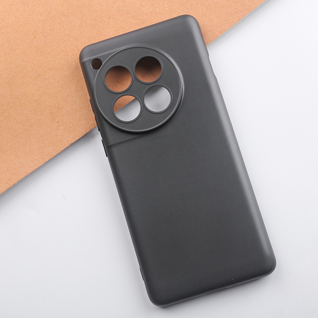 Black Matte Silicone Phone Case for OnePlus 12 Soft TPU Cell Phone Case Protective Back Cover
