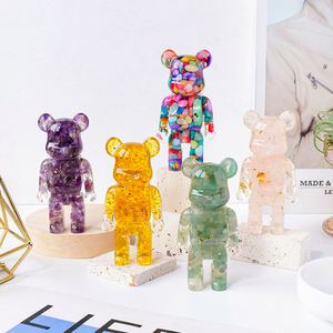 Figurine en résine d'ours de gravier en cristal naturel décoration d'ours violent maison bureau richesse attirant cadeau de pendaison de crémaillère - Product Image 4