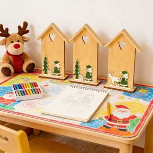 Adorno Navideño <span class=keywords><strong>de</strong></span> Madera al por Mayor <span class=keywords><strong>de</strong></span> Fábrica, Casa <span class=keywords><strong>de</strong></span> Madera con Papá Noel y <span class=keywords><strong>Renos</strong></span>, Decoración Artesanal 3D para el Hogar, Regalo - Product Image 3