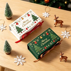 EVERWIN <b>Christmas</b> Gift <b>Boxes</b> Rectangular Paperboard Paper <b>Boxes</b> with Ribbon Decorative Tree Design for Holiday Present Packaging - Product Image 2