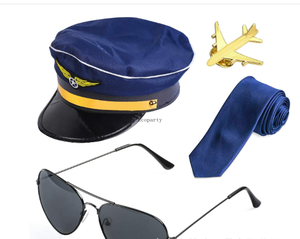 航空公司飞行员机长服装套装飞行员太阳镜Larp黑帮中世纪配件套装飞行员装扮配件 - Product Image 2