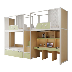 Letto a Castello Moderno a Tre Posti con Struttura in Ferro e Scrivania per Dormitorio Studentesco o Appartamento - Product Image 5