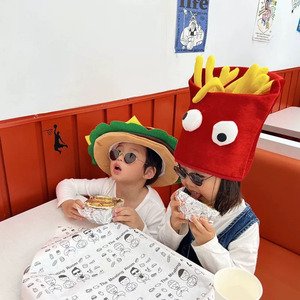 Ensemble de chapeaux amusants en peluche en forme de hamburger et de frites pour fêtes, sports et accessoires de photomaton - Product Image 6