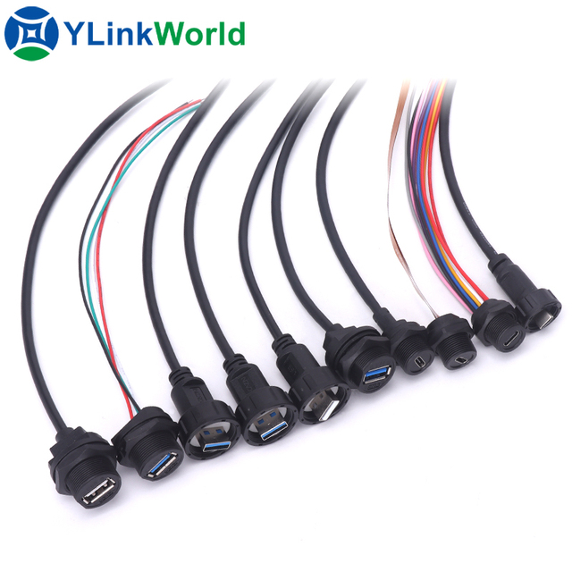 Waterproof Usb 2.0 3.0 Connector Type c Data Wire Male Female Circular Socket Plug Pcb Mini Micro Usb Cable Adapter Connector