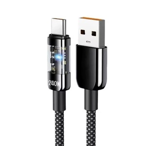 Cable de Carga USB a Tipo C Transparente con Carga Rápida de 240W, Transferencia de Datos de Alta Velocidad, QC 3.0, para Teléfono Móvil y Computadora - Product Image 1