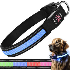 Collier lumineux pour chien de grande taille, USB, en <span class=keywords><strong>maille</strong></span>, collier lumineux pour animaux de compagnie, bande réfléchissante en <span class=keywords><strong>maille</strong></span> de nylon, motif à carreaux, style anglais, ouverture de moule - Product Image 1