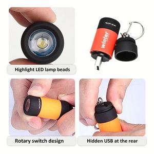 Mini lampe torche portable personnalisable, porte-clés, logo personnalisé, cadeau promotionnel, rechargeable par USB, petite lampe torche LED de poche - Product Image 3