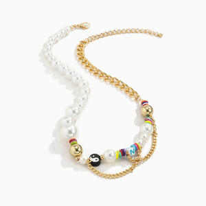 Collier avec lettres initiales, bijou doux, en <span class=keywords><strong>poterie</strong></span>, perles d'eau douce, ras du cou, pour femmes et hommes, nouvelle mode - Product Image 4