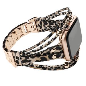 Bracelet de montre en alliage de zinc et cuir, vente en gros d'usine, pour Apple Watch S10 11 46mm Ultra 49mm SE 44mm, bracelet de montre intelligente - Product Image 6