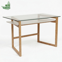 Bureau avec plateau en verre, structure en bambou naturel écologique, idéal pour l'étude, le travail à domicile, la table d'écriture, livraison directe d'usine