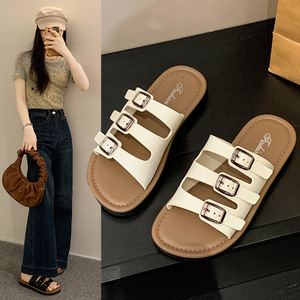 Sabots d'été décontractés de luxe pour femmes <span class=keywords><strong>en</strong></span> cuir PU <span class=keywords><strong>pas</strong></span> <span class=keywords><strong>cher</strong></span> avec semelle <span class=keywords><strong>en</strong></span> <span class=keywords><strong>bois</strong></span> pour l'extérieur - Product Image 5