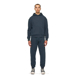 Survêtement à capuche uni pour homme, vêtement de sport respirant à séchage rapide, en molleton de polyester et coton de poids moyen, avec taille élastique et poignets côtelés - Product Image 2