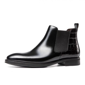 Bottes formelles de style coréen à la mode pour hommes, en cuir véritable, avec une grande respirabilité et un talon bas - Product Image 4