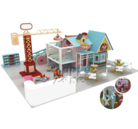 Ensemble de jeu d'imitation pour tout-petits : Chantier de construction avec grue à briques et tour, aire de jeux intérieure souple