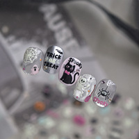 Autocollants pour ongles TSZS Halloween Glow in the Dark 5D, écologiques, gothiques, sorcière, vitrail, fantôme, crâne, pour nail art