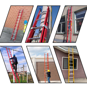 Escalera de Fibra de Vidrio Multiusos Industrial Aislante Eléctrica de FRP, Escaleras Extensibles Plegables con Cuerda, Certificación EN131 - Product Image 3