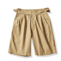 Shorts décontractés en coton style Gurkha vintage pour homme, coupe ample, taille mi-haute, style Bermuda court