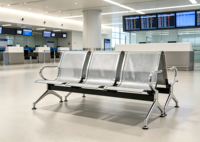 Banc d'attente en acier inoxydable à maillons, vente en gros d'usine, sièges publics commerciaux modernes pour aéroport, hôpital, espace extérieur
