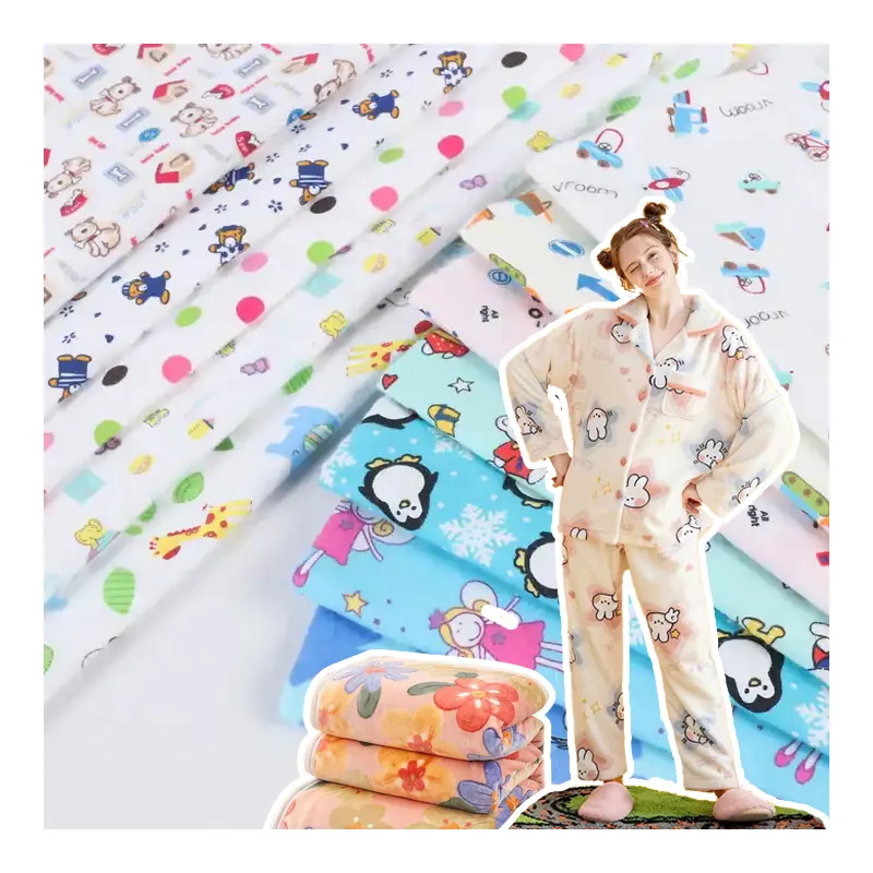 Özel sıkı ağır İtalyan kadife 100% polyester baskılı minky örgü pazen polar kumaş battaniye pijama için