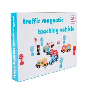 लकड़ी के चुंबकीय यातायात ट्रेन सड़क लक्षण बच्चों के संज्ञानात्मक वाहन सड़क लक्षण सीखने आत्मज्ञान शैक्षिक खिलौने