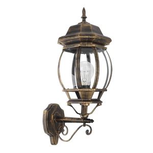 Applique da esterno in alluminio IP44, dimensioni 54x19x28 cm, colore nero e oro; ideale per illuminazione e decorazione esterna. - Product Image 1