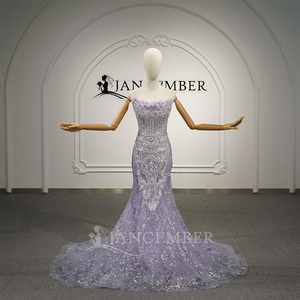 GT26068 Robe de Quinceañera de luxe moderne, couleur lavande, à manches longues, coupe sirène, style robe de bal, avec décolleté cœur, traîne chapelle et dentelle perlée - Product Image 4