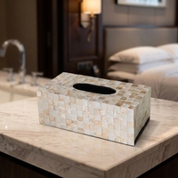 Boîte à mouchoirs en coquille naturelle Leshf BK114 - Décoration de table basse multifonctionnelle au minimalisme moderne pour salon - Usage domestique créatif