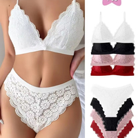 Ensemble Soutien-Gorge en Dentelle Soie Glacée de Haute Qualité 2025, Confortable, Sexy, à Fermeture Frontale, Boutons et Dos Magnifique Sans Armature