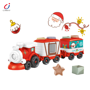 Chengji classique jouet Train en plastique jouet électrique éclairage inertiel fonction <span class=keywords><strong>de</strong></span> musique dessin animé thème <span class=keywords><strong>de</strong></span> noël bricolage classique jouet Train - Product Image 1