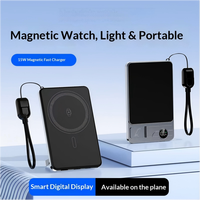 Batterie externe magnétique ultra-mince en alliage d'aluminium 3-en-1 avec charge rapide sans fil 20W, affichage LED, grande capacité et cordon portable