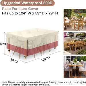 Housses de mobilier d'extérieur Woqi 16,53 x 13,38 x 7 pouces, en tissu Oxford imperméable, style minimaliste, ensemble combiné - Product Image 2
