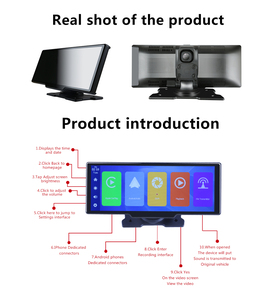 Monitor CarPlay inalámbrico de 10,26 pulgadas, pantalla IPS, Android, táctil automático, WIFI, FM, BT 5,0, cámara de salpicadero retrovisor, reproductor Multimedia AUX - Product Image 4