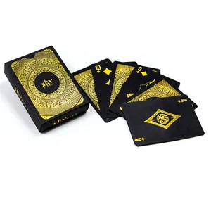 新设计豪华扑克甲板金箔定制标志设计扑克牌制造商酷黑金边缘扑克牌