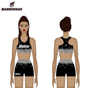 Aanpasbare Dragon Ombré Strass Zwart Blauwgroen Blauwe Sportbeha En Korte Broek <span class=keywords><strong>Cheerleading</strong></span> Uniformen - Product Image 1