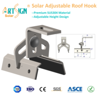 ART SIGN |   Système de montage solaire, fabrication directe en usine, crochet de toit réglable en acier inoxydable SUS304 pour support de panneau solaire