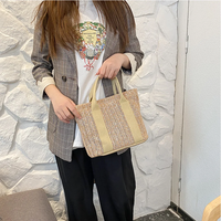 Bolso de mano de hombro tejido de ratán de gran capacidad informal para mujer, Cómodo bolso de paja de playa de verano y monederos grandes