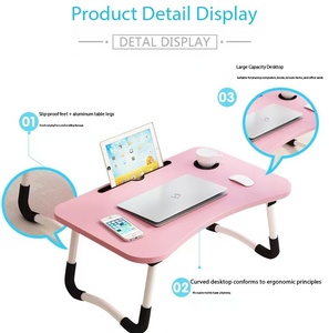 Table pliable en bois pour ordinateur <span class=keywords><strong>portable</strong></span> avec porte-gobelet, rangement pratique, table d'étude <span class=keywords><strong>portable</strong></span> en MDF pour la maison, vente chaude - Product Image 4